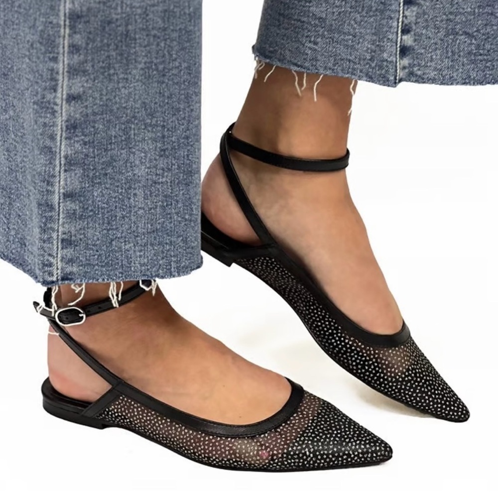 Elegant Black Mesh Women's Flats